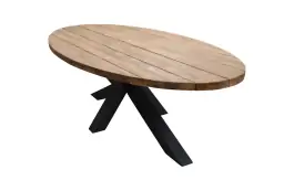 Ovaler Gartentisch Palu 240 x 120 cm | Aluminiumgestell | Teakholz