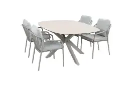 5-teiliges Gartenmöbel-Set | 4 Paris Gartenstühle | Gartentisch Malaga 180x115 cm