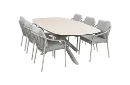 7-teiliges Gartenmöbel-Set | 6 Paris Gartenstühle | Gartentisch Malaga 240x115 cm