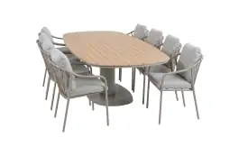 9-teiliges Gartenmöbel-Set | 8 Paris Gartenstühle | Gartentisch Tower 260 cm