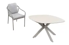 5-teiliges Gartenmöbel-Set | 4 Paris Gartenstühle | Gartentisch Malaga 180x115 cm