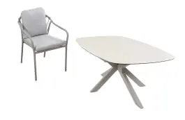 7-teiliges Gartenmöbel-Set | 6 Paris Gartenstühle | Gartentisch Malaga 240x115 cm