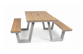 Picknicktisch Coffee Bay | Champagner | Aluminium & Tecon Teak