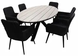 7-teiliges Gartenset | 6 Pisa-Gartenstühlen | Limasol Gartentisch | 220 cm | Oval