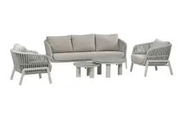 Sessel-Sofa Lounge-Set Porto | 3-Sitzer | Natürlich