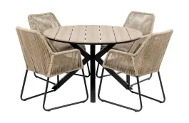 5-teiliges Gartenset | 4 Mona Gartenstühle  | Limasol Gartentisch | ø 120 cm