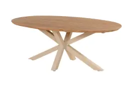 Ovaler Gartentisch San Sebastian | 200x120cm | Cappuccino | Aluminium und Teakholz | Hartman