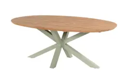 Ovaler Gartentisch San Sebastian | 200x120cm | Soft Green | Aluminium und Teakholz | Hartman