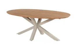 Ovaler Gartentisch San Sebastian | 200x120cm | Sand | Aluminium und Teakholz | Hartman