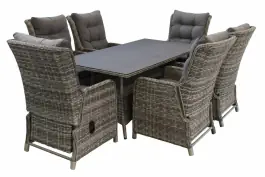 Showmodel | 7-delige tuinset | 6 Dublin verstelbare stoelen (AG) | 180cm tuintafel (keramiek