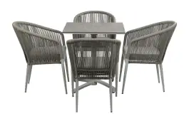 5-teiliges Gartenset | 4 Gartenstühle Sluis | Klappbarer Gartentisch Gent 70 x 70 cm | Sand