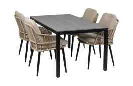 5-teiliges Garten-Set | 4 Isabel Stühle | Limasol Gartentisch | 160 cm
