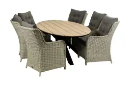 7-teiliges Gartenset | 6 Dublin Gartenstühle | Limasol Gartentisch | 220 cm | Oval