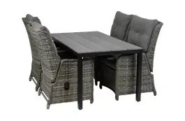 5-teiliges Gartenset | 4 verstellbare Stühle Dublin | Limasol Gartentisch 160 oder 180 cm