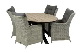 5-teiliges Gartenset | 4 Dublin Gartenstühle | Limasol Gartentisch | 180 cm | Oval