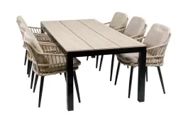 7-teiliges Gartenset | 6 Isabel Gartenstühle | Limasol Gartentisch | 225 cm