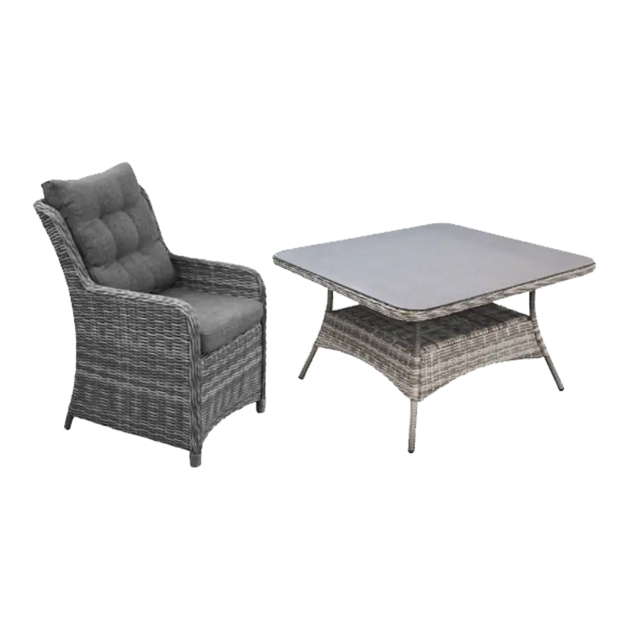 vierkante tuinset dublin - tuintafel vierkant wicker - luxe tuinstoel dublin wicker - lichtgrijze tuinset 