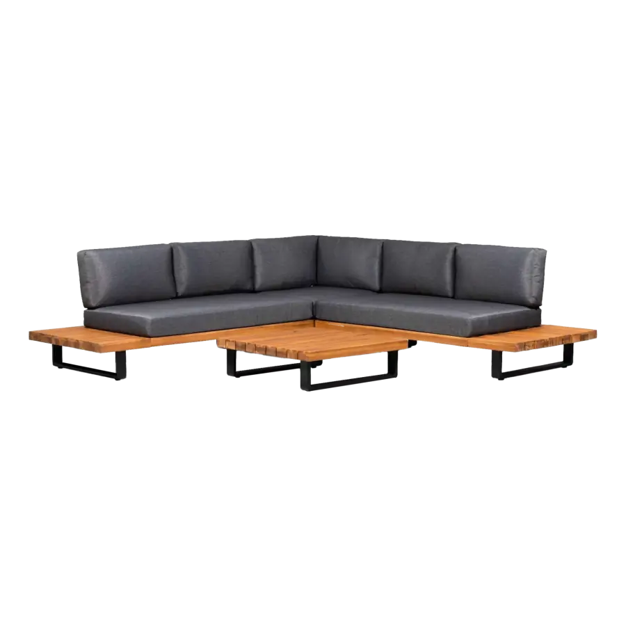 Ecklounge-Set Barstano | Anthrazit & Grau | Akazienholz und Aluminium