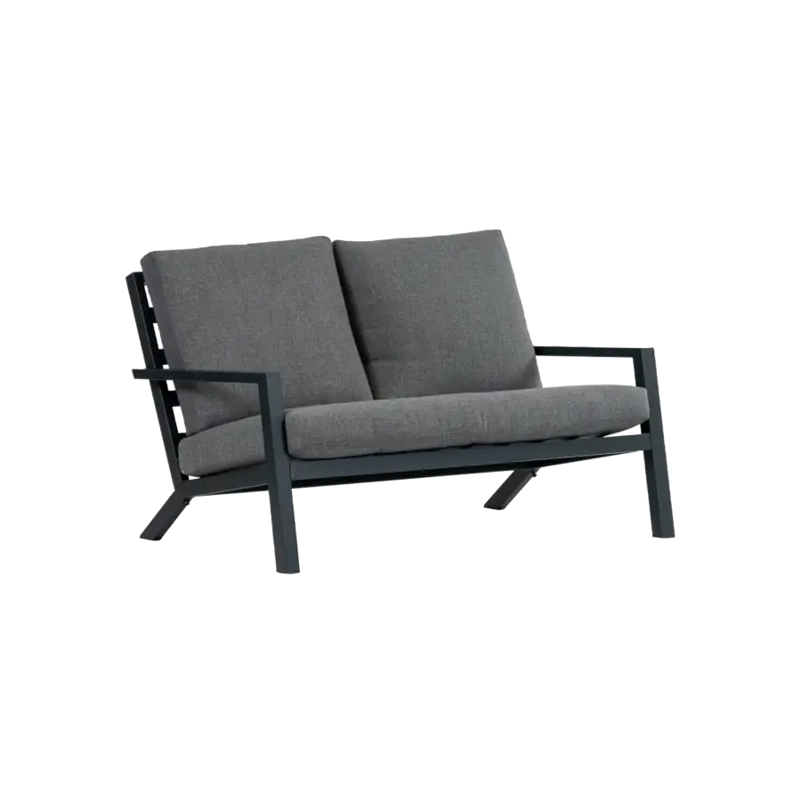 Loungebank Bezano | 2-persoons | Matt Black/Grey | Aluminium Bezano-Grey-2zits