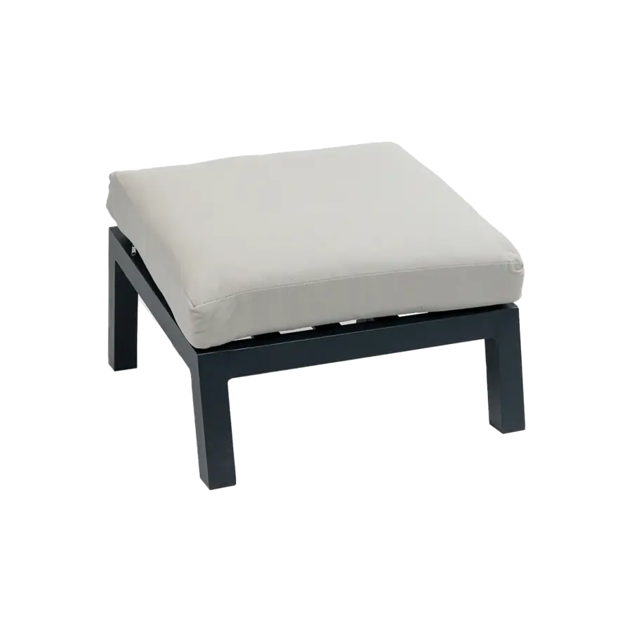 Fußschemel | Bezano | Mattschwarz / Creme | Aluminium