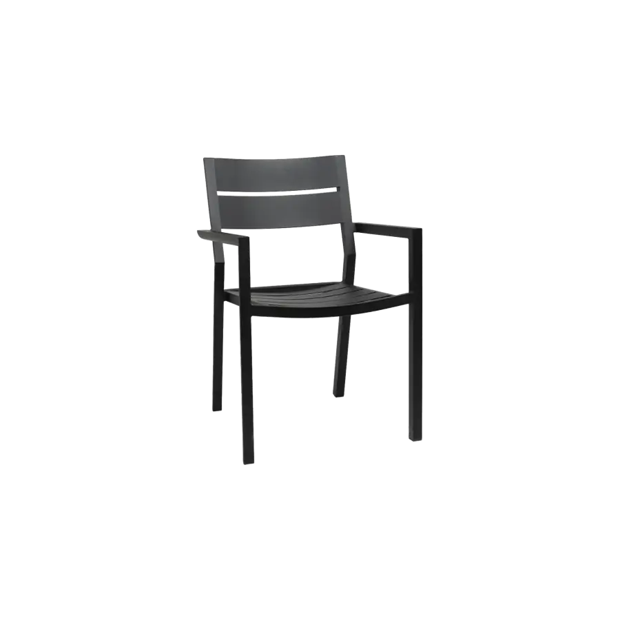 Stapelbarer Gartenstuhl | Delia | Schwarz | Aluminium