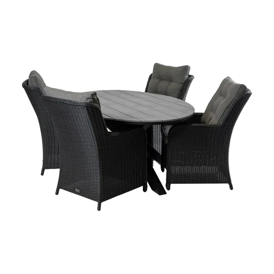 5-teiliges Gartenset | 4 Dublin Gartenstühle | Limasol Gartentisch | 180 cm | Oval