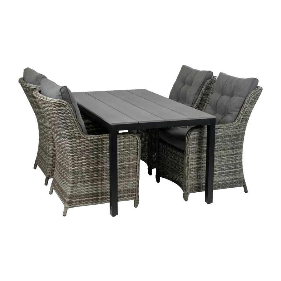 Dublin tuinset 5 delig-4 Dublin tuinstoelen-Ash Grey-cyprus tuintafel-grey-wicker-aluminium frame