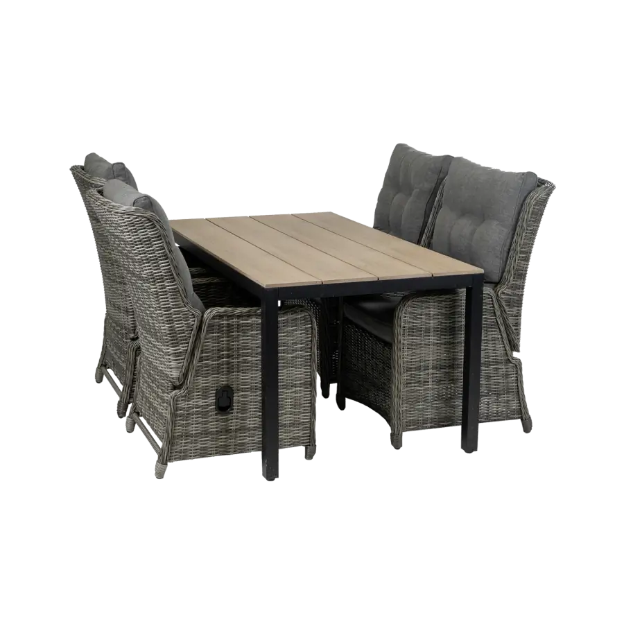 Dublin 5 delige tuinset-Dublin verstelbare tuinstoel-Ash Grey-wicker vlechtwerk-cyprus tuintafel-aluminium frame