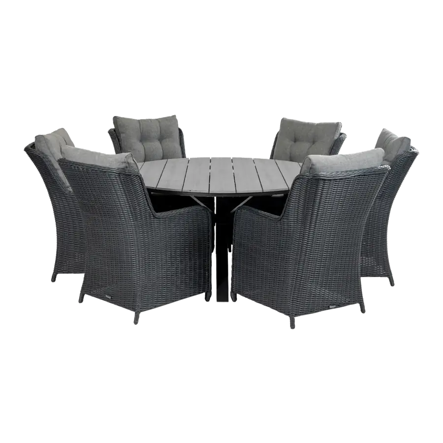 7-teiliges Gartenset | 6 Dublin Gartenstühle | Limasol Gartentisch | ø 150 cm