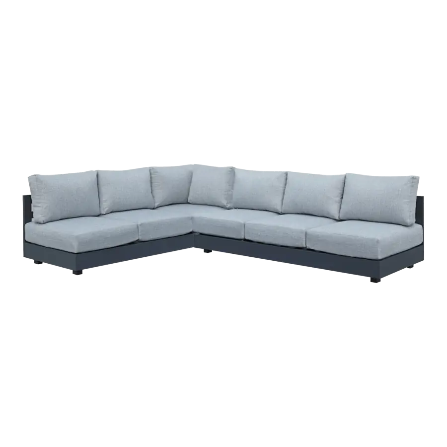 Fosega-moderne-hoek-lounge-bank-aluminium-zwart-grijze-loungekussens-4-seizoenen-tuinmeubelen