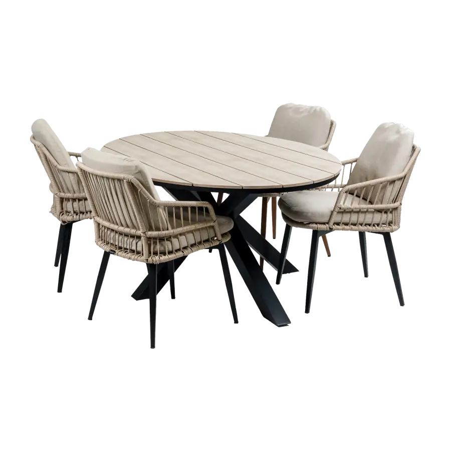 kleur-Isabel-sand-4-personen-5-delig-4-seizoenen-tuinmeubelen