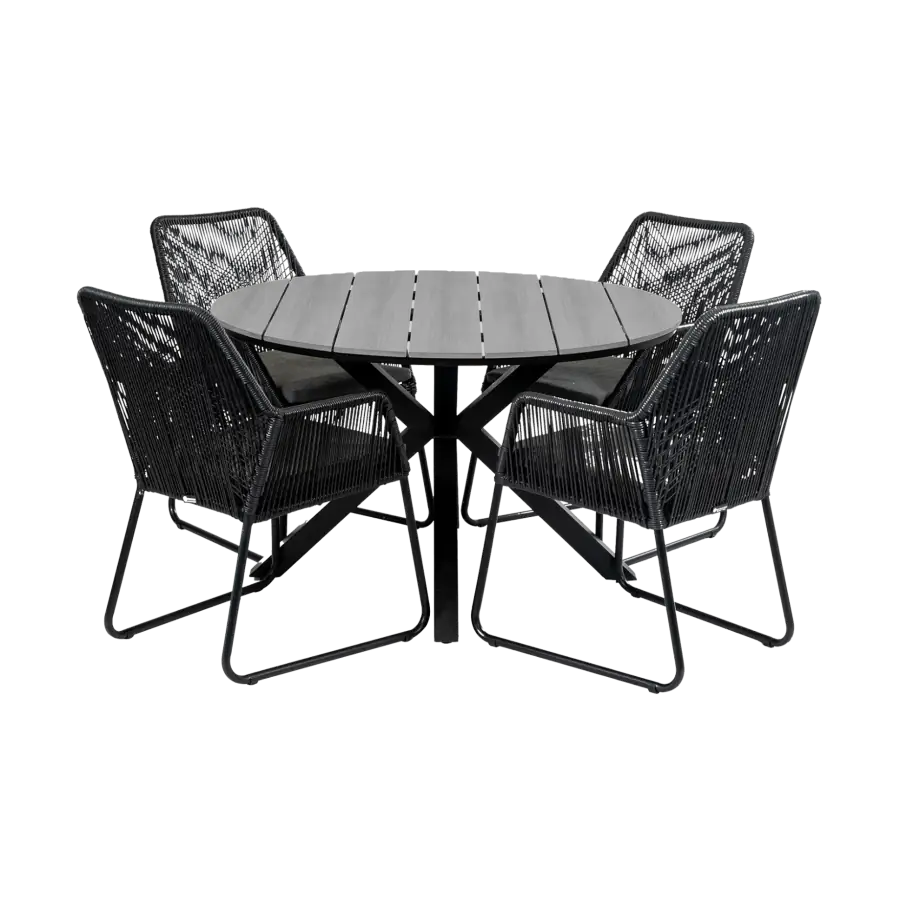 5-teiliges Gartenset | 4 Mona Gartenstühle  | Limasol Gartentisch | ø 120 cm