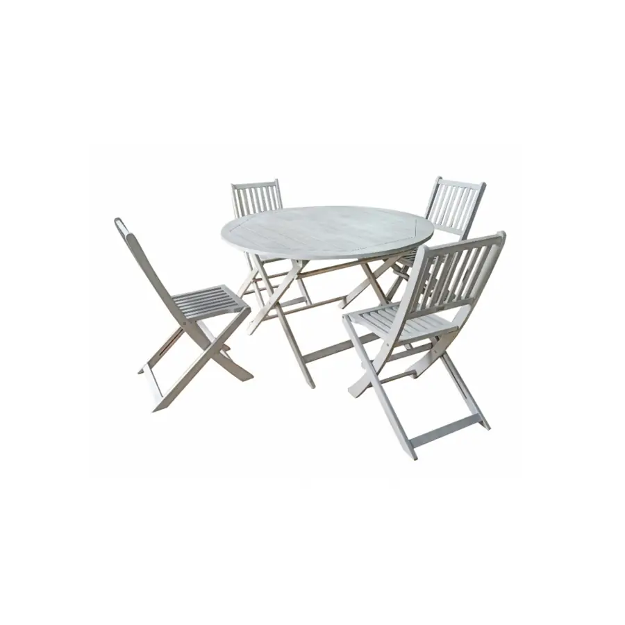 Rundes Garten-Set Ravello | 5-teilig | Akazienholz | Fossil Grey