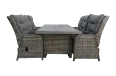 Dublin tuinset-7 delige tuinset-Dublin verstelbare tuinstoel-Ash Grey-aluminium frame-wicker vlechtwerk-tuintafel met keramieken plaat