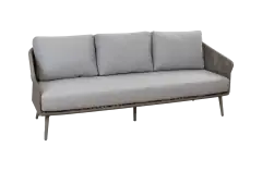 Loungesofa Alezio | 3 Sitzer | Elfenbeinfarbe | Camel Mocca | Aluminium und Rope