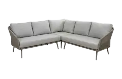 Loungesofa Alezio | Elfenbeinfarbe | Camel Mocca | Aluminium und Rope