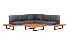 Ecklounge-Set Barstano | Anthrazit & Grau | Akazienholz und Aluminium