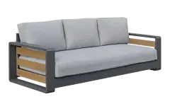 Lounge-Sofa Fosega | 3-Sitzer | Mattschwarz / Steingrau | Aluminium