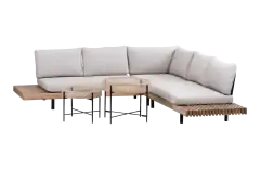 Ecklounge-Set Lissabon 4-teilig | Sand | Inkl. 2 Aiko Natural Beistelltische