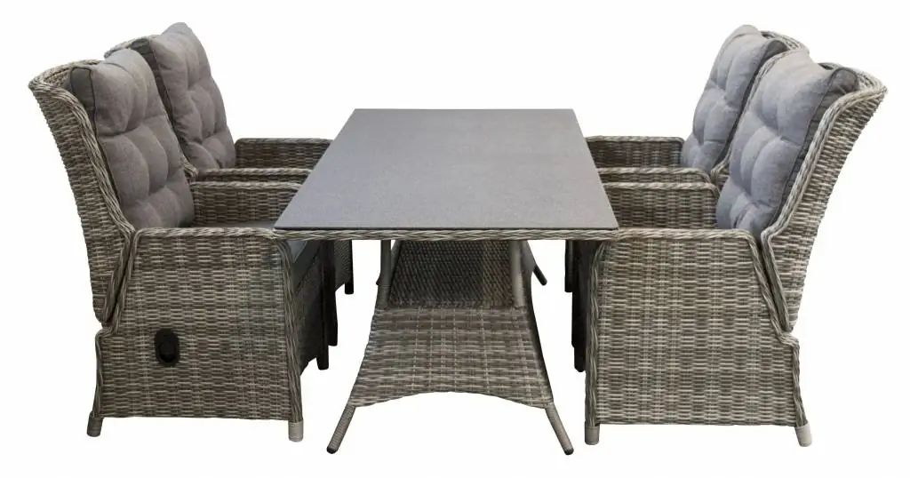 5-delige tuinset Dublin | 4 Dublin verstelbare stoelen | 160cm tuintafel (Ash Grey) | Showroom