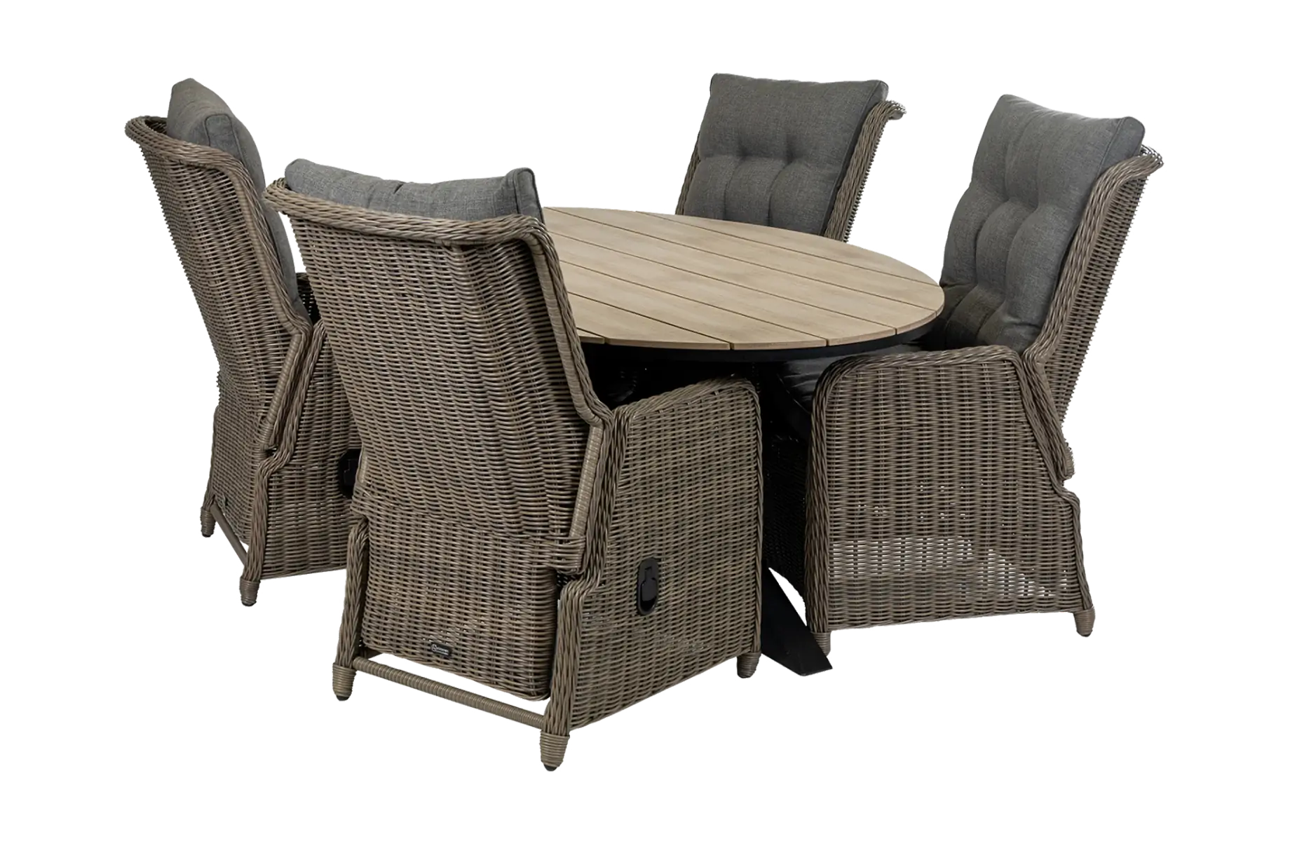 Dublin tuinset-verstelbare tuinstoel-Sweet Brown-wicker-aluminium frame-grey rug en zitkussen