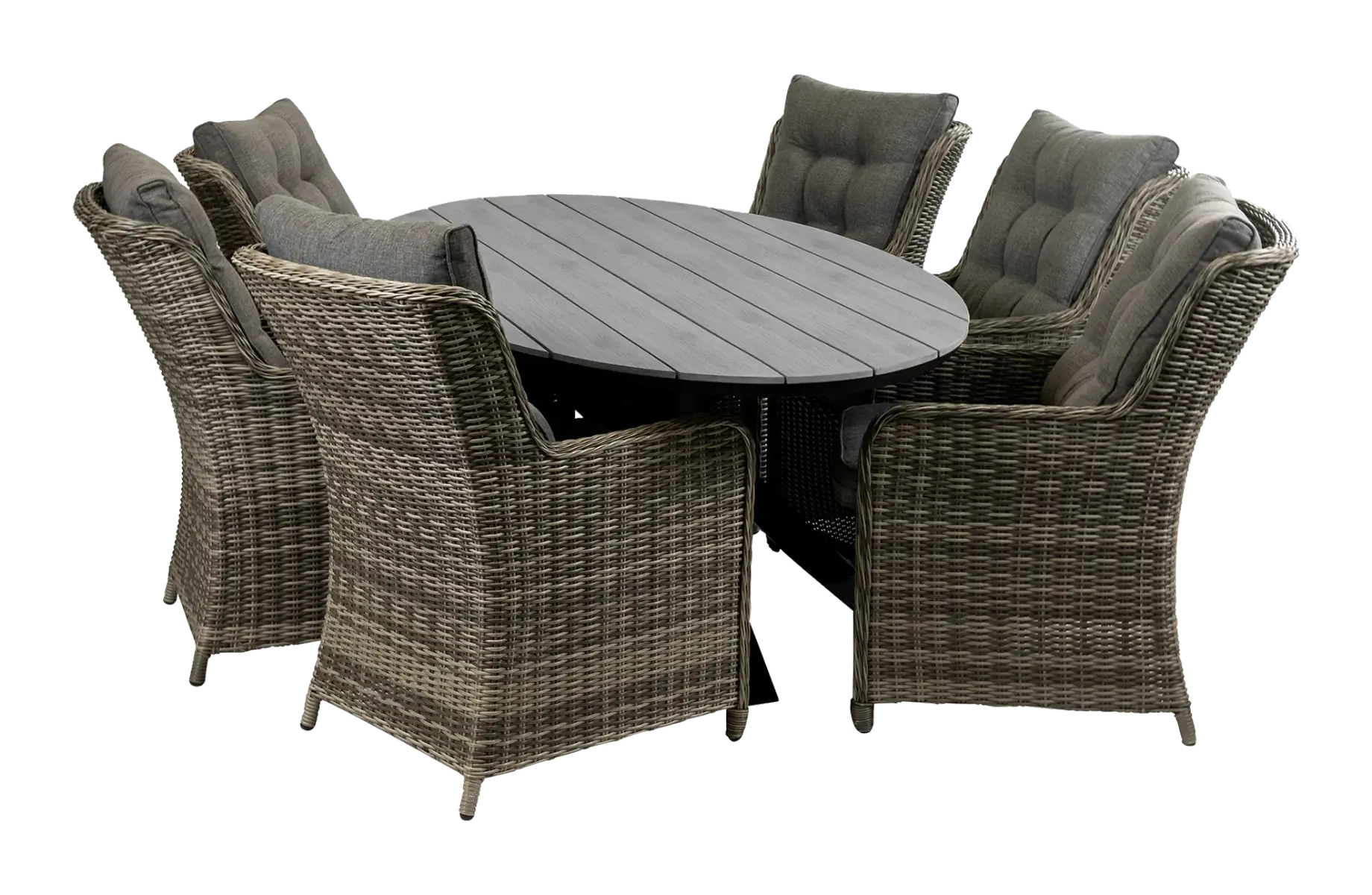 Dublin tuinset Dublin-7 delige tuinset-polywood tuintafel-wicker vlechtwerk-aluminium frame