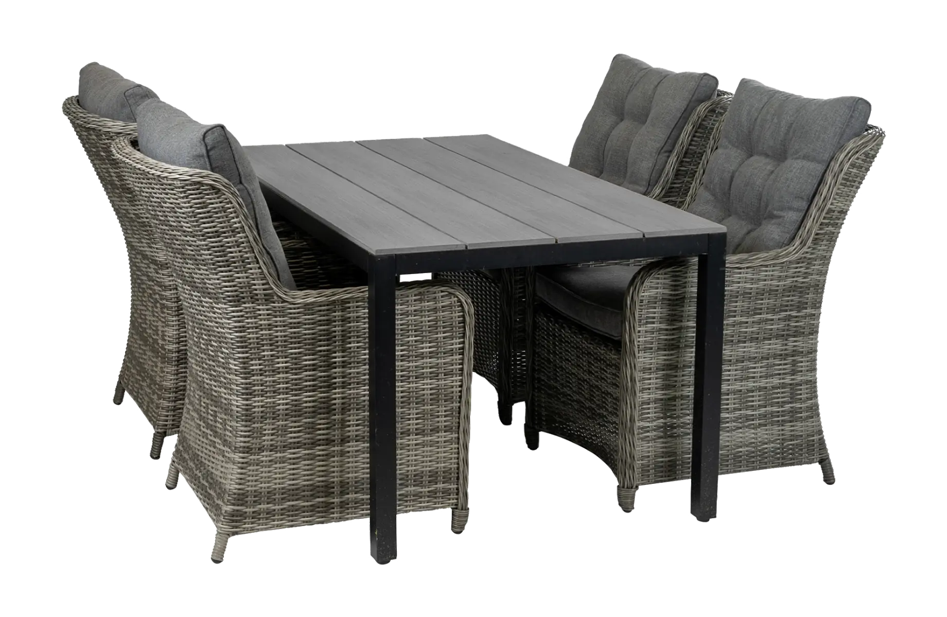 Dublin tuinset 5 delig-4 Dublin tuinstoelen-Ash Grey-cyprus tuintafel-grey-wicker-aluminium frame