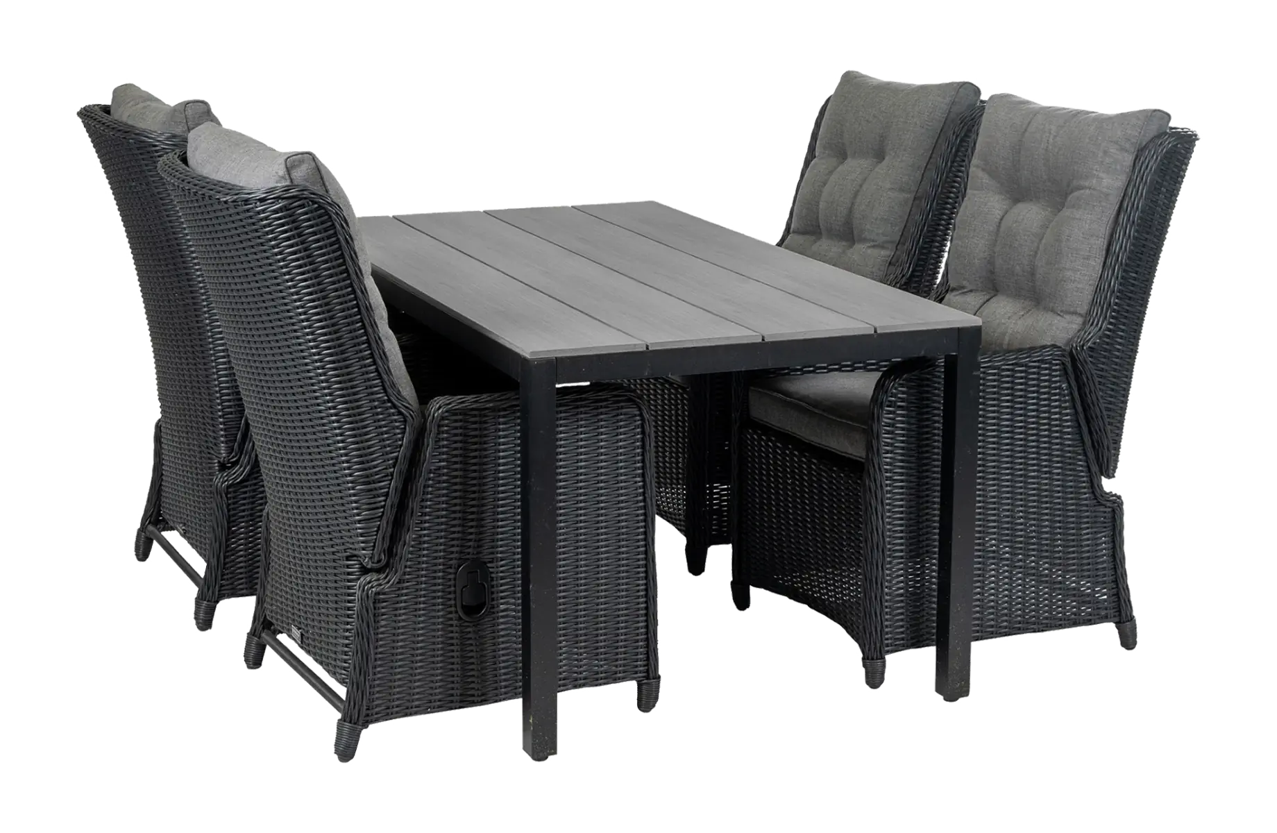 5-delige tuinset | 4 Dublin verstelbare stoelen (BL) | 160 of 180cm Cyprus tuintafel