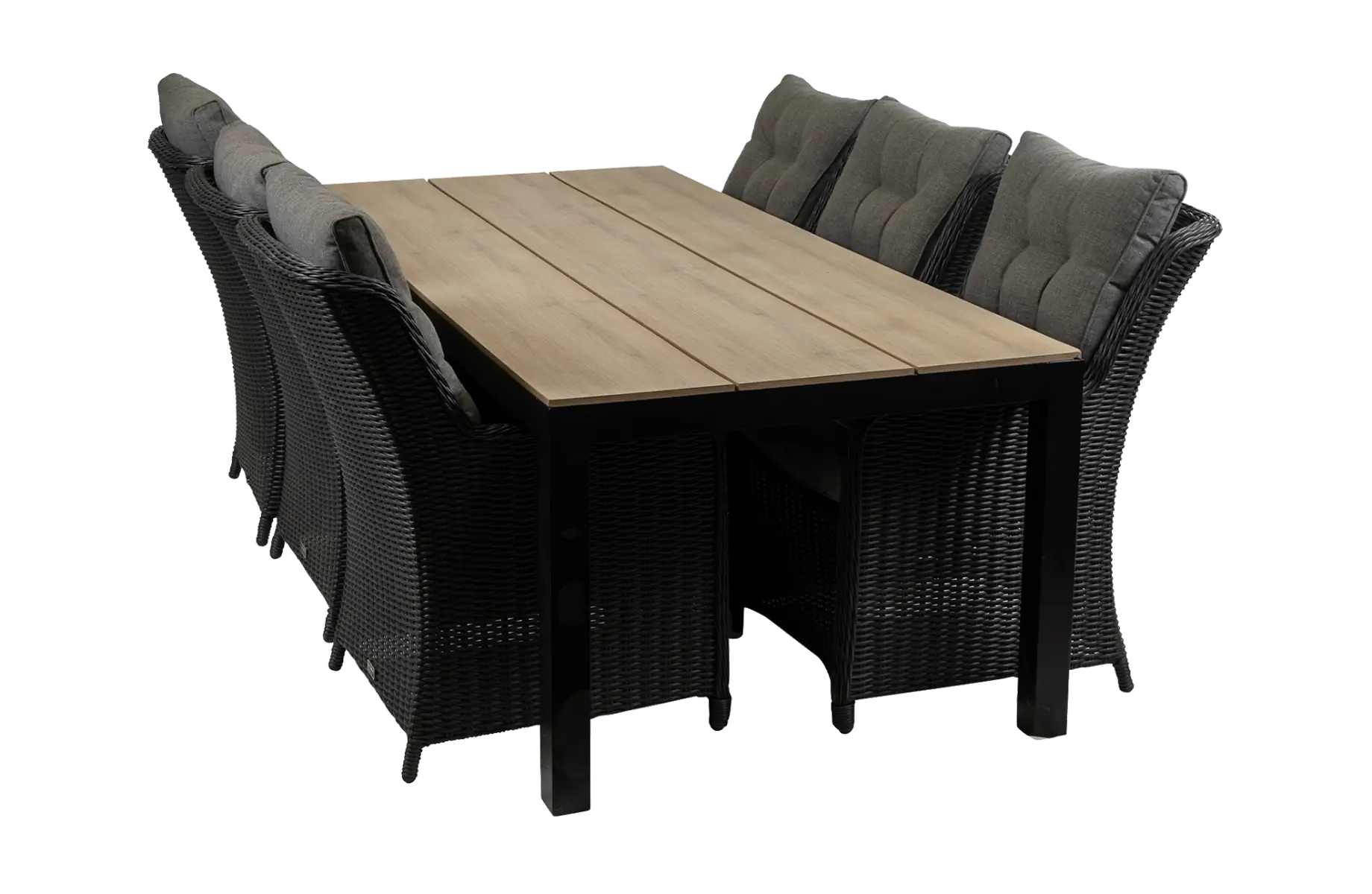 Dublin tuinset-7 delige tuinset-Dublin verstelbare tuinstoel Black-polywood tuintafel-wicker vlechtwerk-aluminium frame