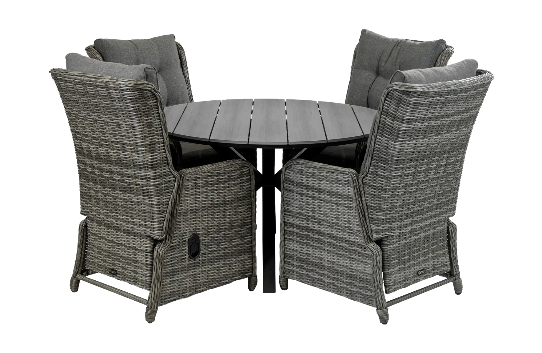 Cyprus-ronde-tuintafel-ash-grey-verstelbare-tuinstoelen-dublin tuinstoel-wicker-aluminium frame