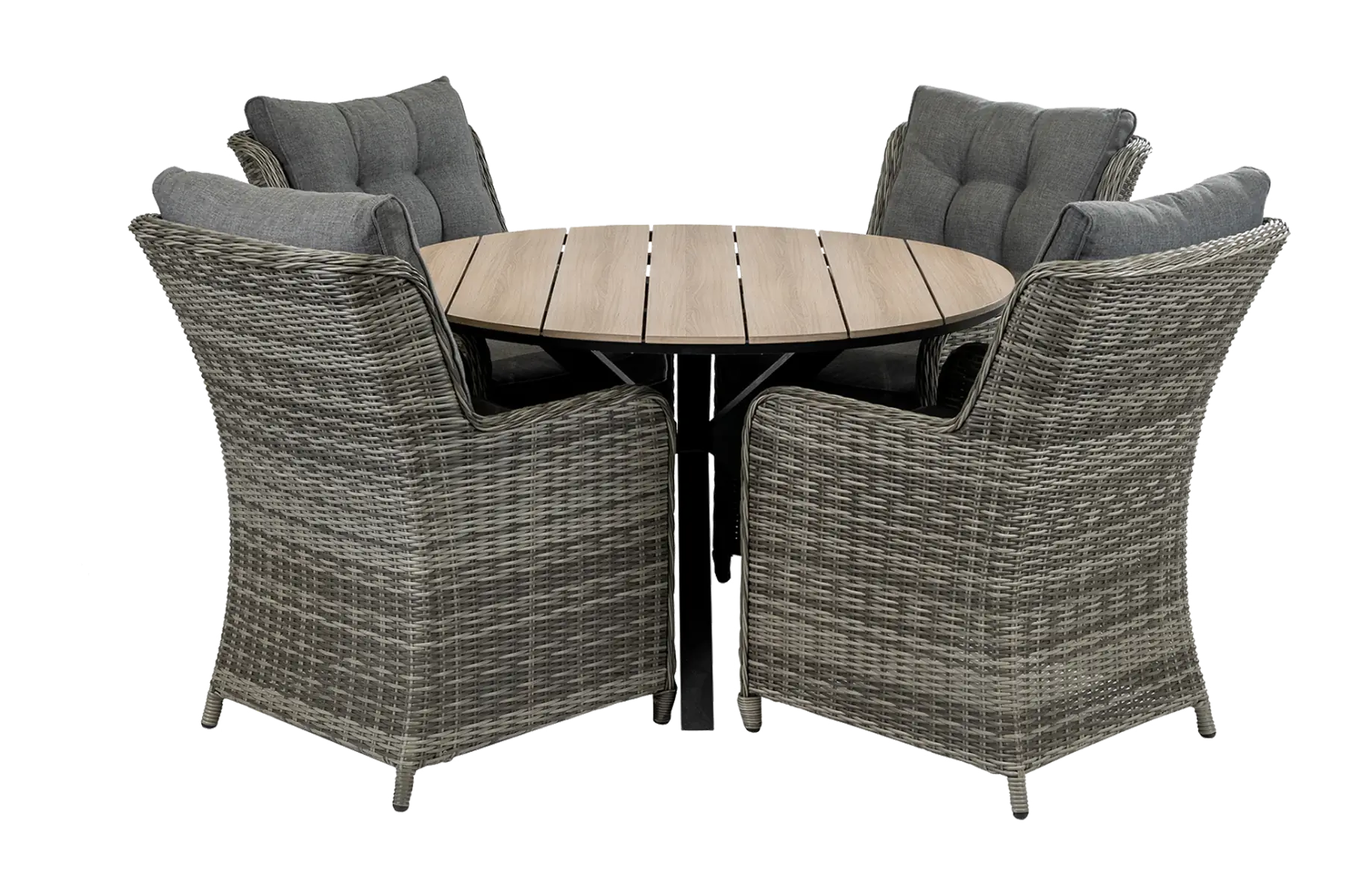 Dublin-tuinset-cyprus-rond-ashgrey-polywood tuintafel-4-seizoenen-tuinmeubelen