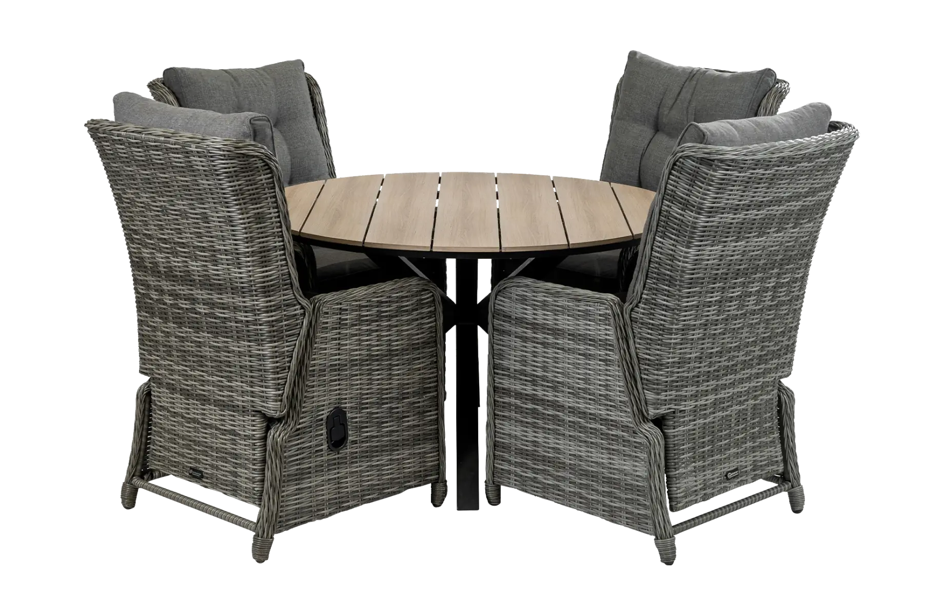 5 delige tuinset-Dublin verstelbare tuinstoel-Ash Grey-polywood tuintafel-wicker-aluminium frame