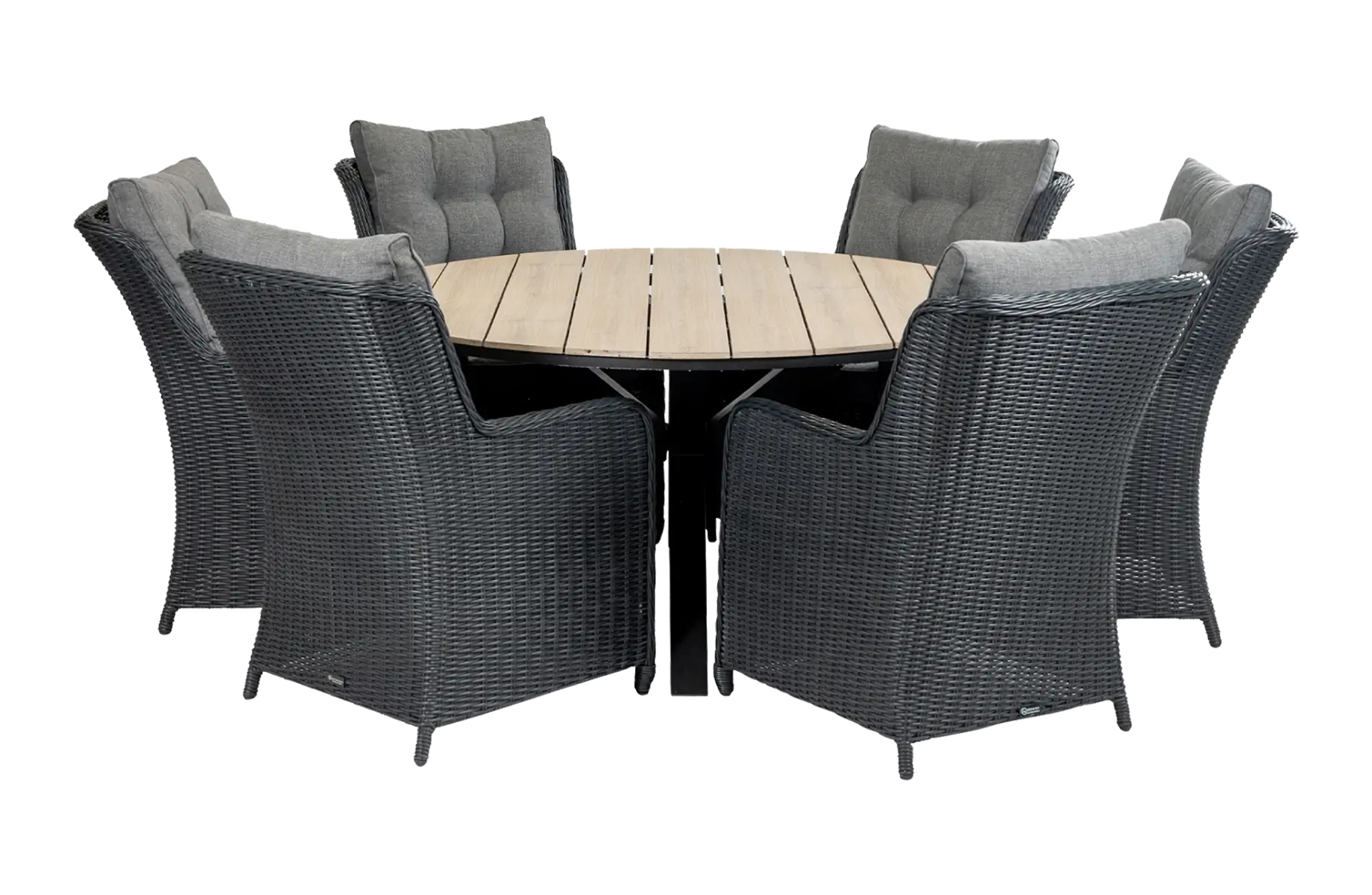 7-delige-ronde-tuinset-cyprus-tuintafel-polywood-aluminium-wicker-tuinsoel-dublin-zwart