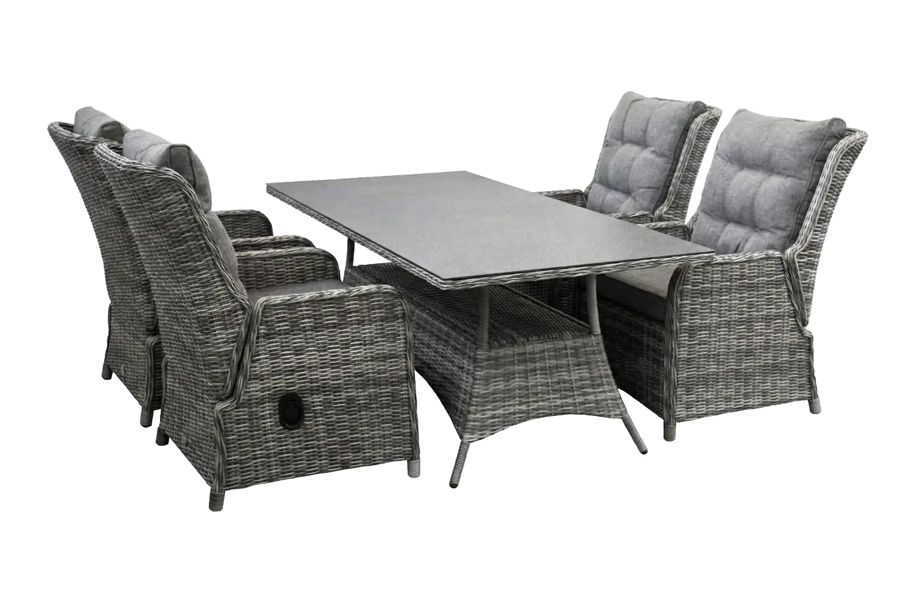 5-teiliges Gartenset  4 verstellbaren  Dublin stuhlen 160 cm Tisch Keramik Aschgrau